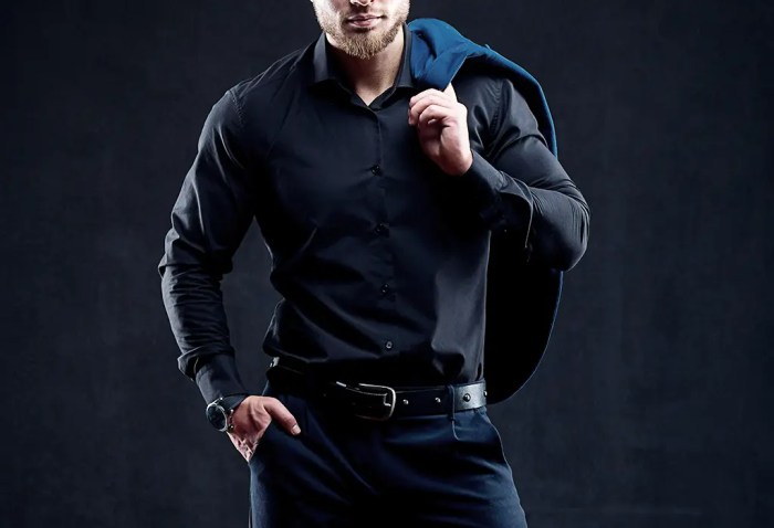 Black casual dress shirt mens