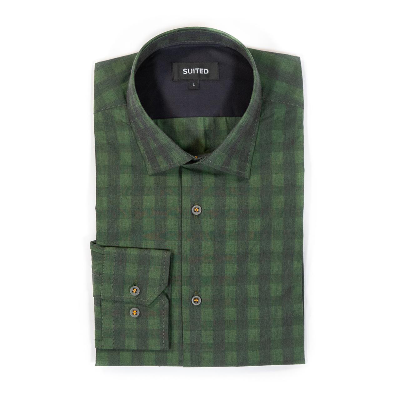 Hunter green dress shirt mens